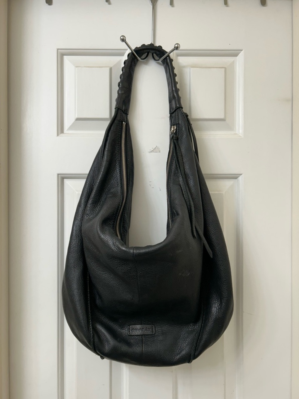 Christopher Kon  Extra Large Genuine Leather Hobo In Black